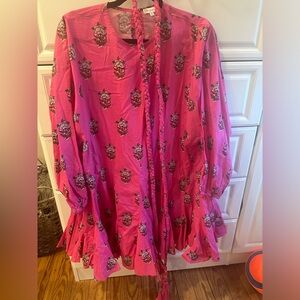 RHODE Ella dress Marigold flower hot pink belted  mini dress size M NWT